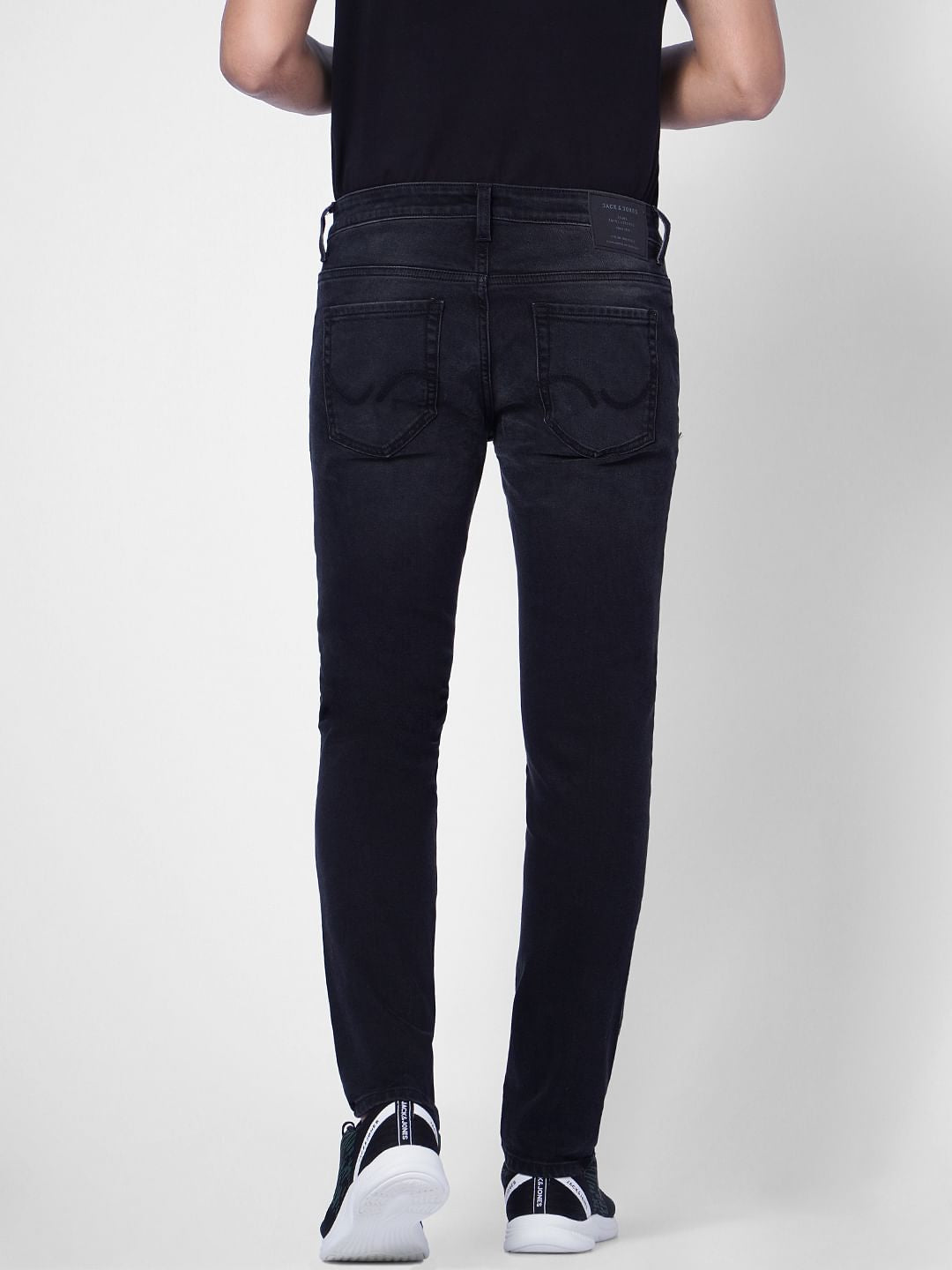 Black Low Rise Washed Skinny Jeans