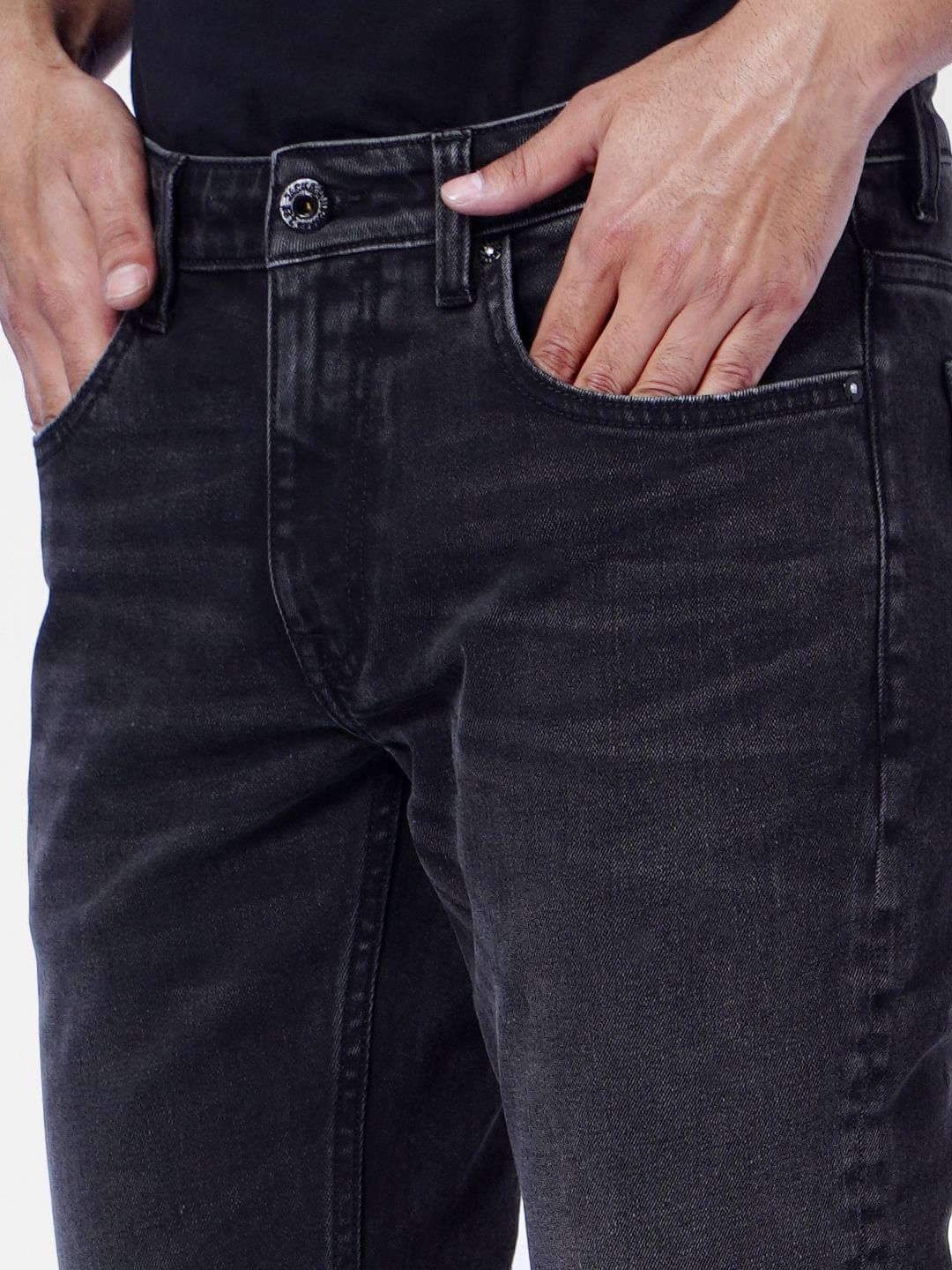 Black Low Rise Washed Slim Fit Jeans