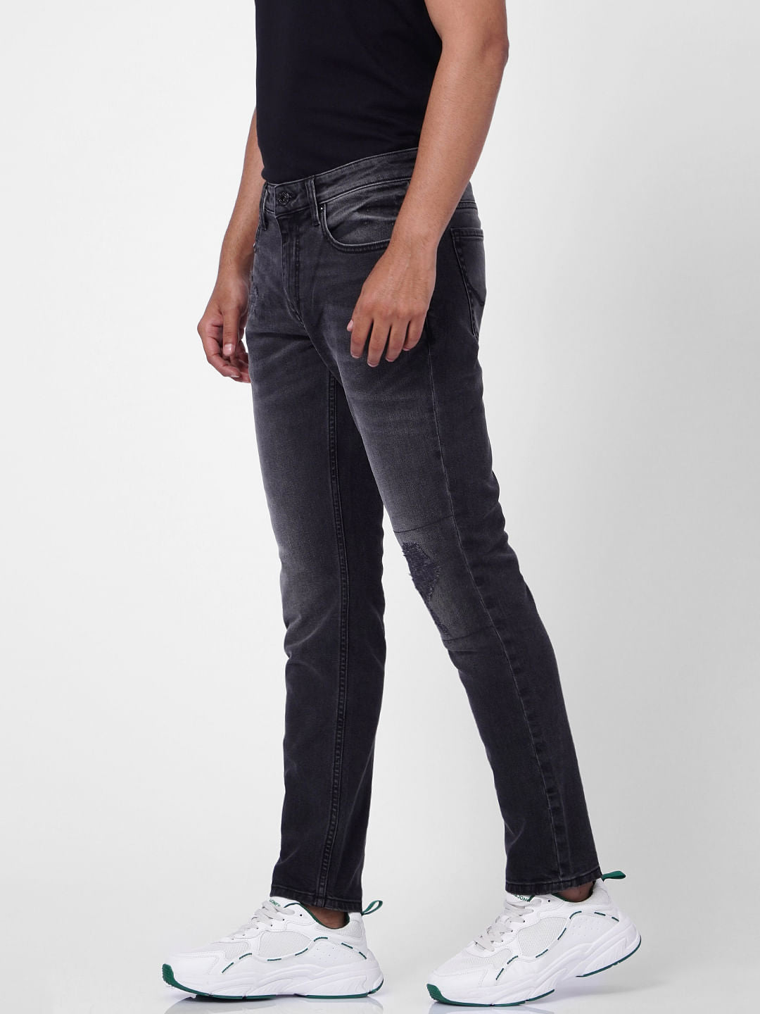 Black Low Rise Washed Glenn Slim Jeans