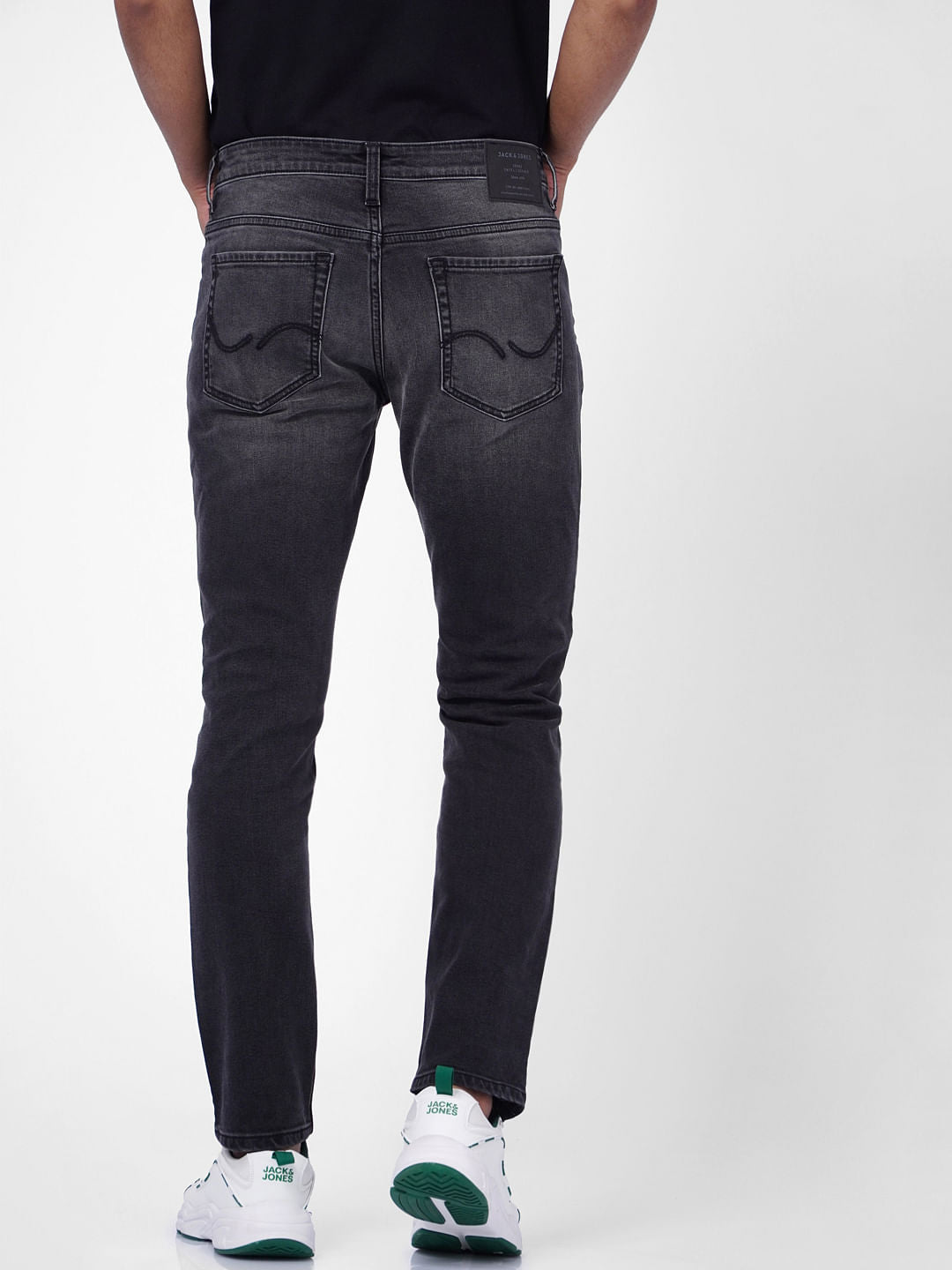 Black Low Rise Washed Glenn Slim Jeans