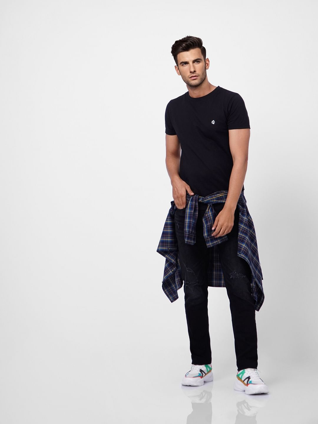 Black Low Rise Ripped Skinny Jeans - 28/30
