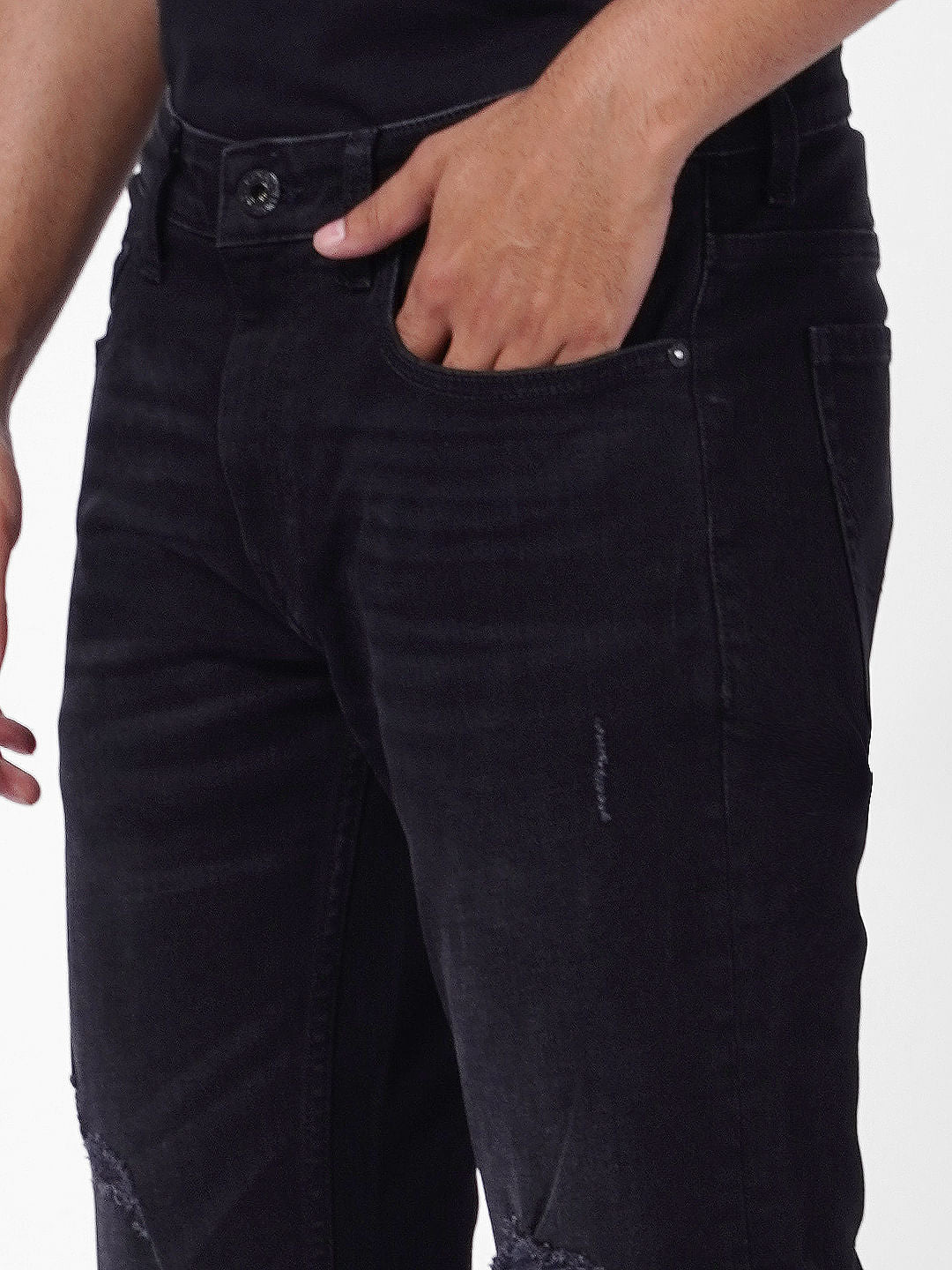 Black Low Rise Ripped Skinny Jeans