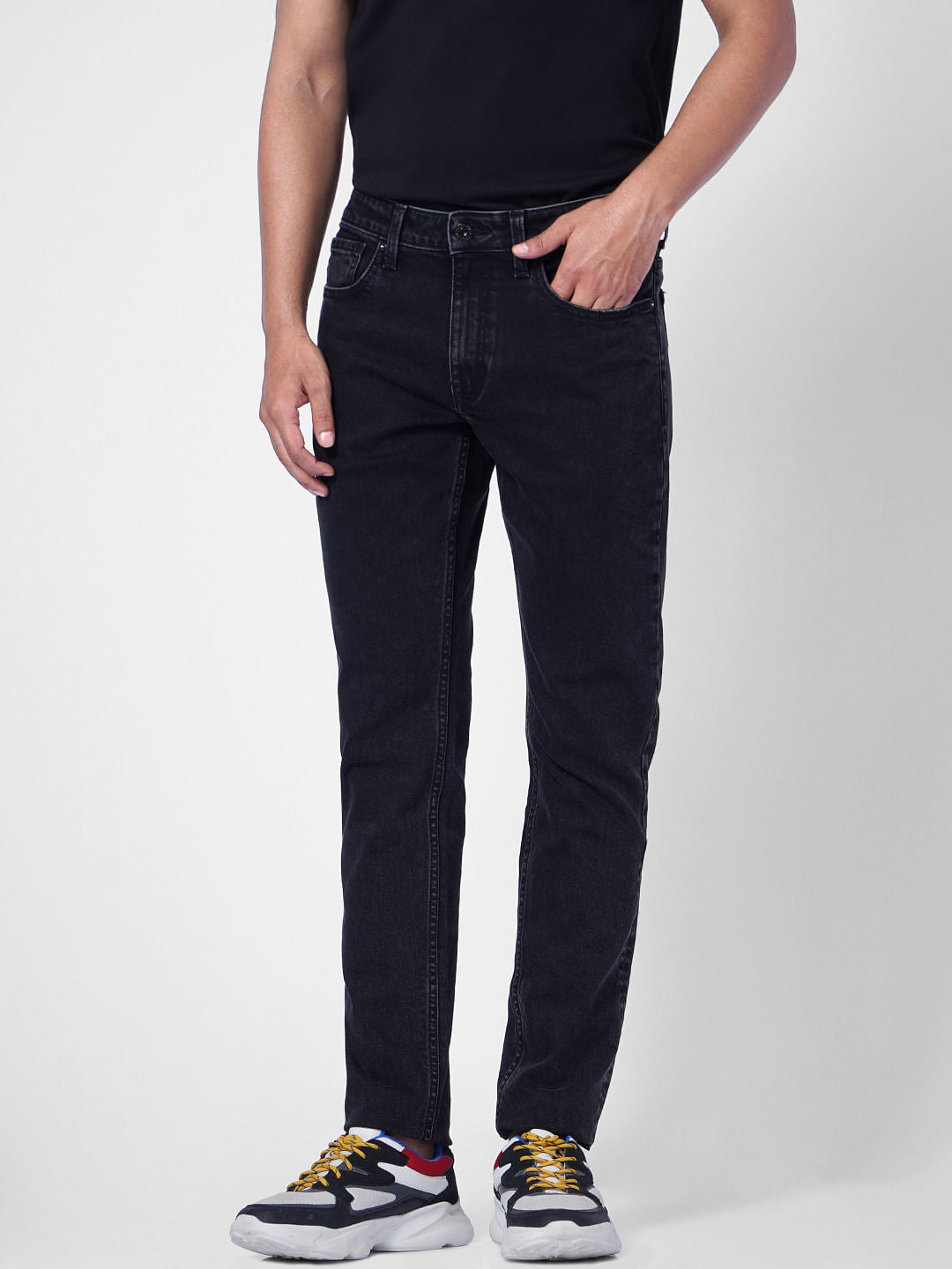 Dark Grey Low Rise Glenn Slim Fit Jeans