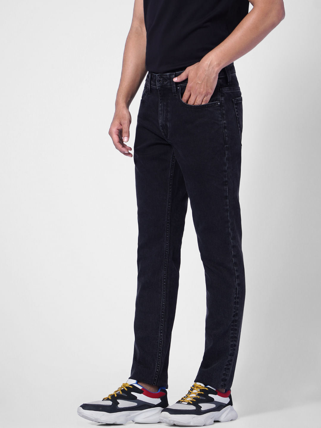 Dark Grey Low Rise Glenn Slim Fit Jeans
