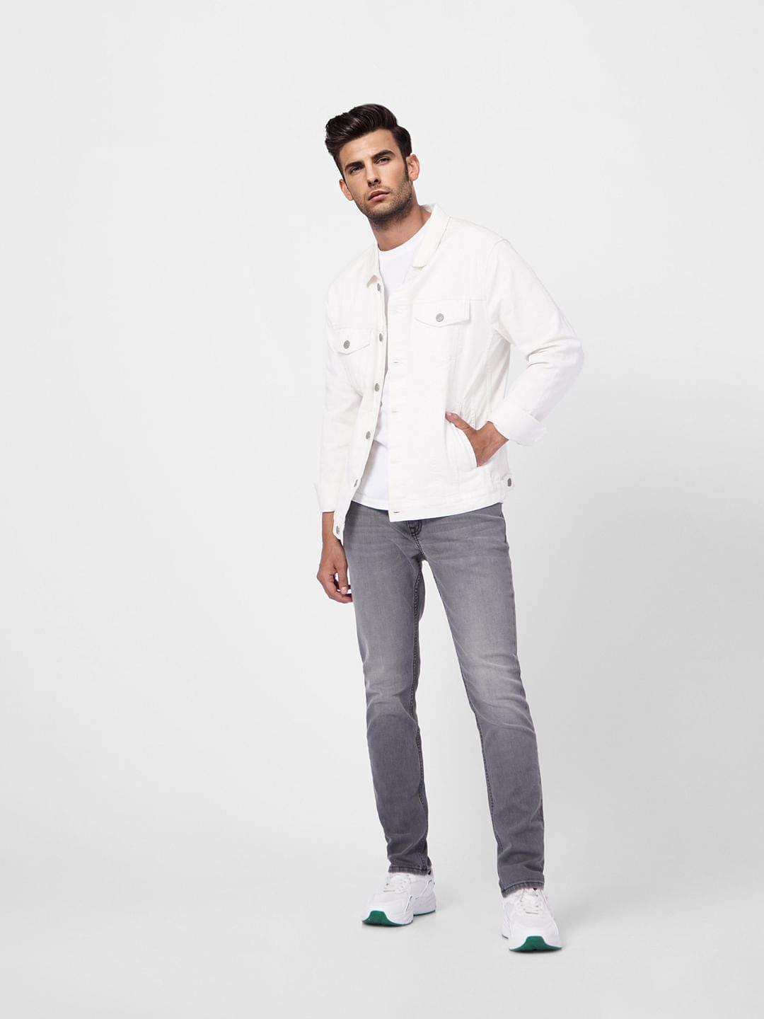 Light Grey Low Rise Glenn Slim Jeans - 28/30