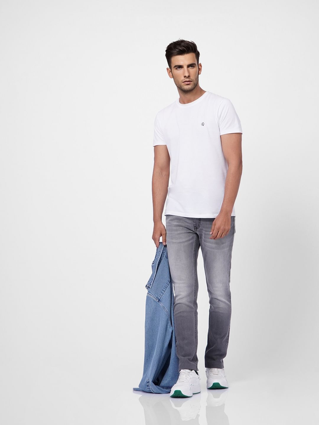 Grey Low Rise Faded Ben Skinny Jeans - 28/30