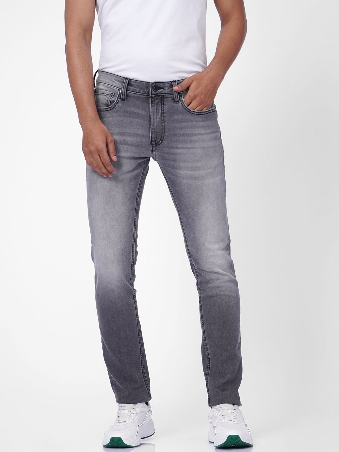 Grey Low Rise Faded Ben Skinny Jeans