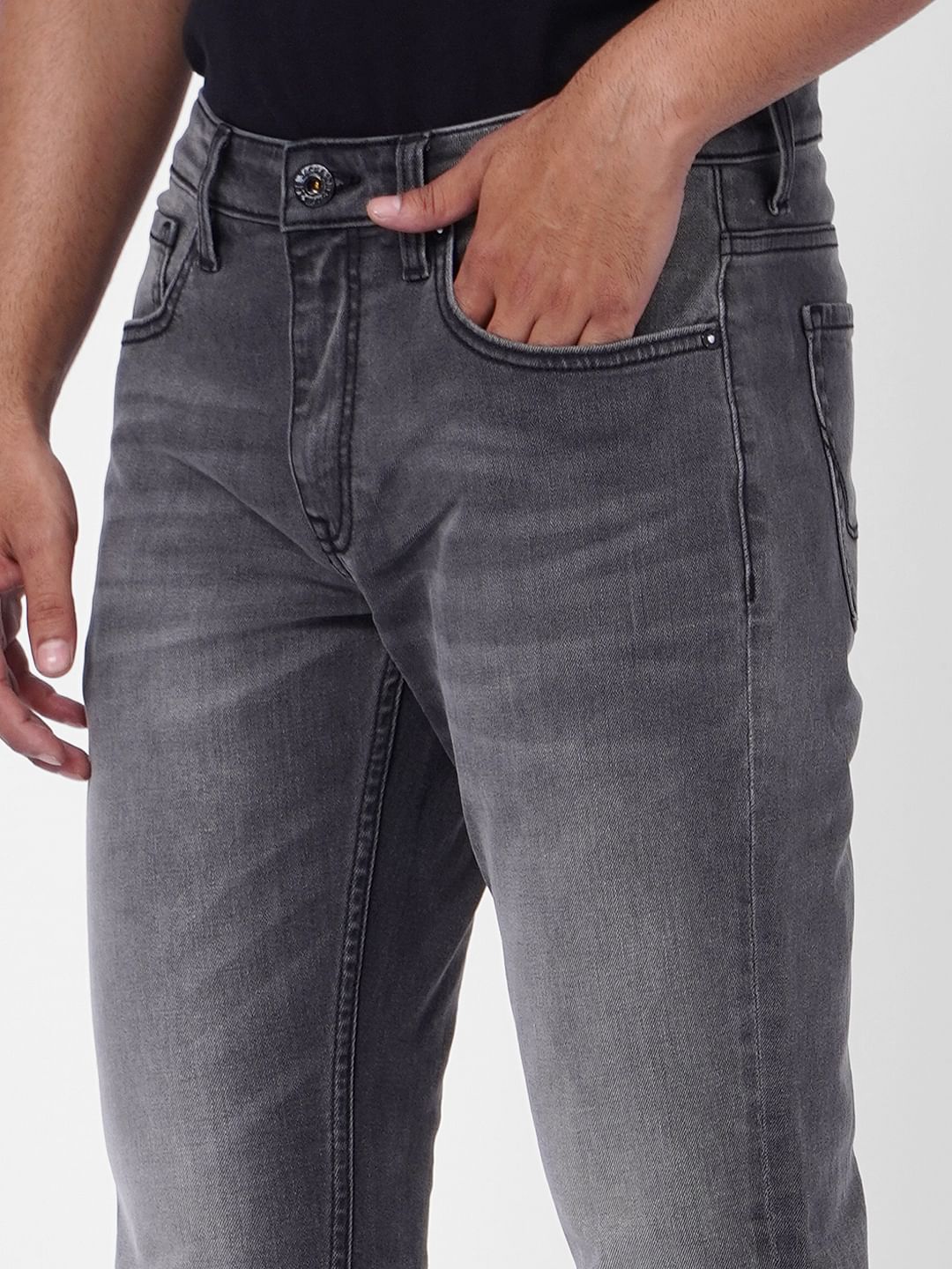 Grey Low Rise Glenn Slim Fit Jeans