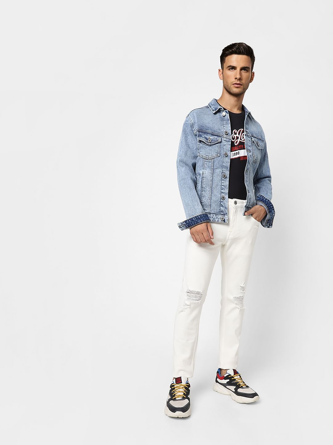 White Low Rise Distressed Ben Skinny Jeans - 28/30