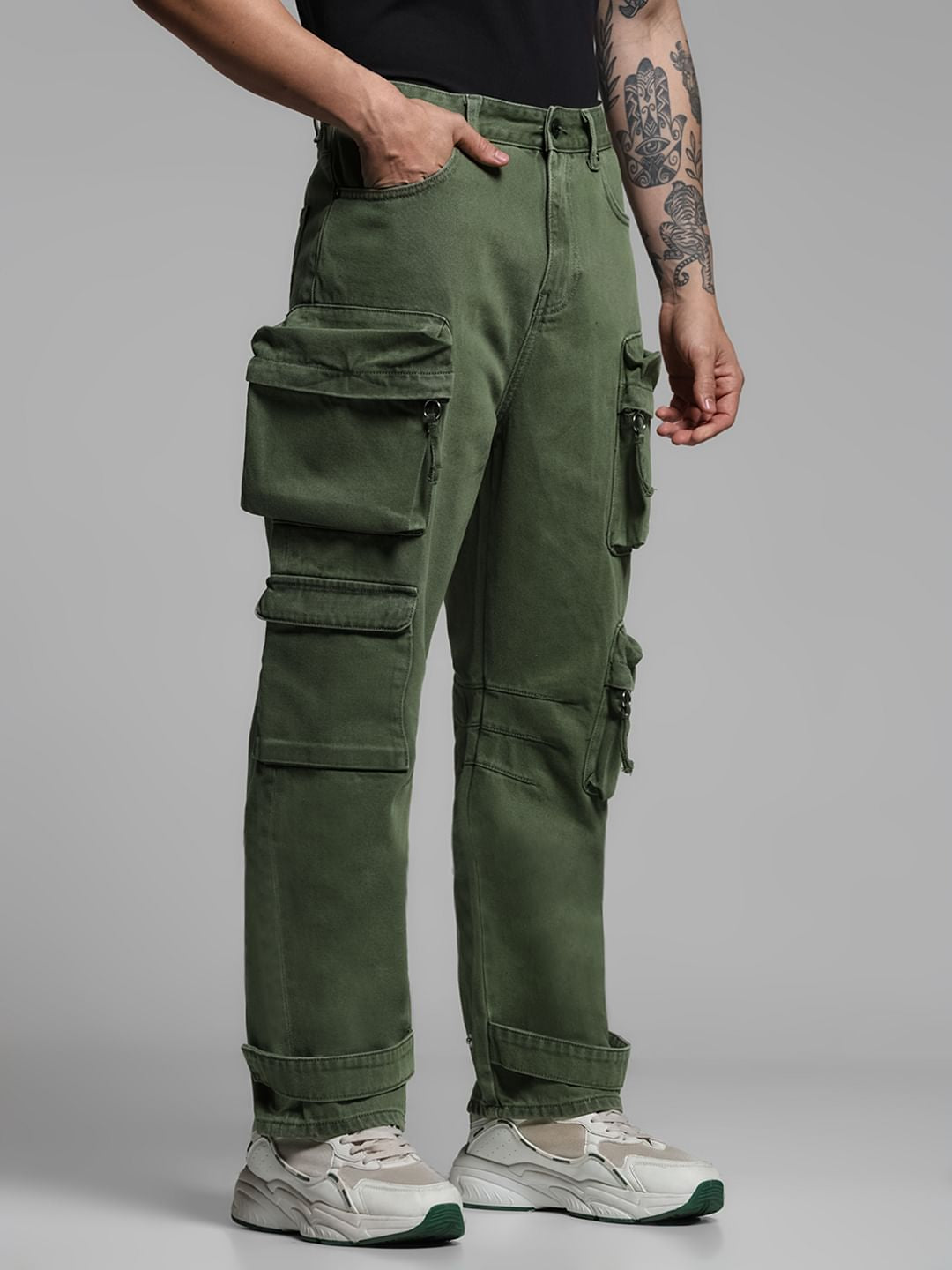 Green Low Rise Dario Cargo Jeans