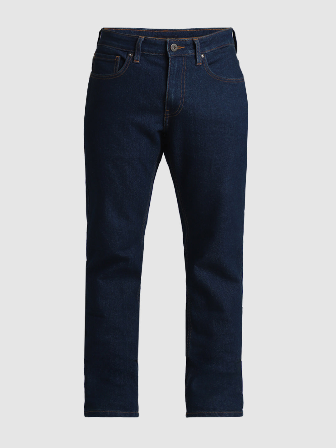 Men's Dark Blue Regular Fit Straight Leg Stretch Jeans