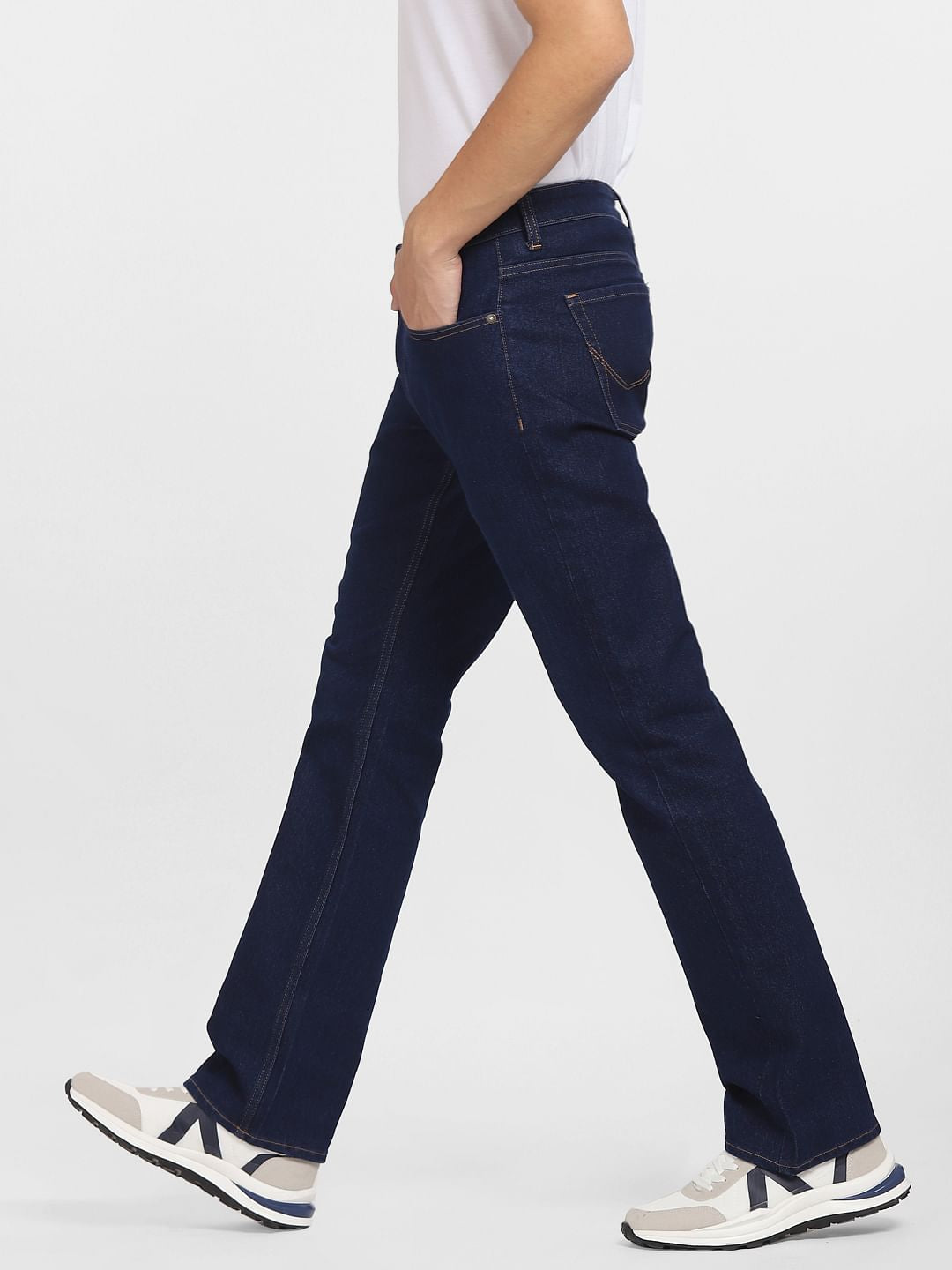 Dark Blue Mid Rise Clark Straight Fit Jeans