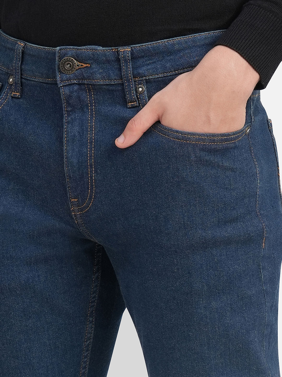 Blue Mid Rise Clark Regular Jeans