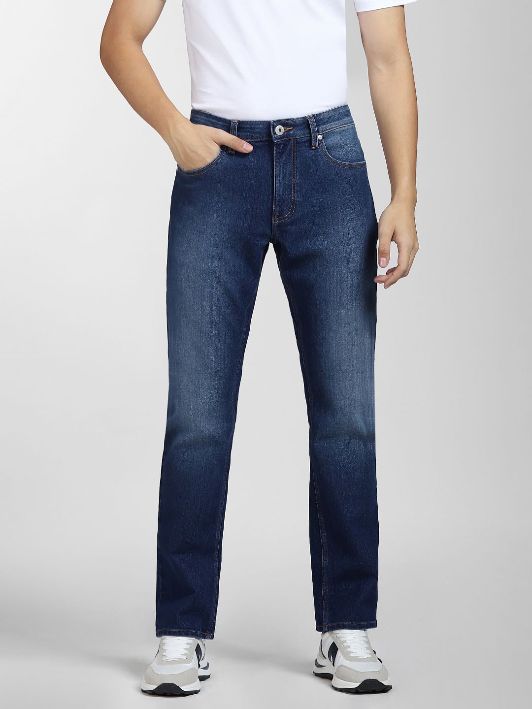 Light Blue Mid Rise Clark Regular Fit Jeans
