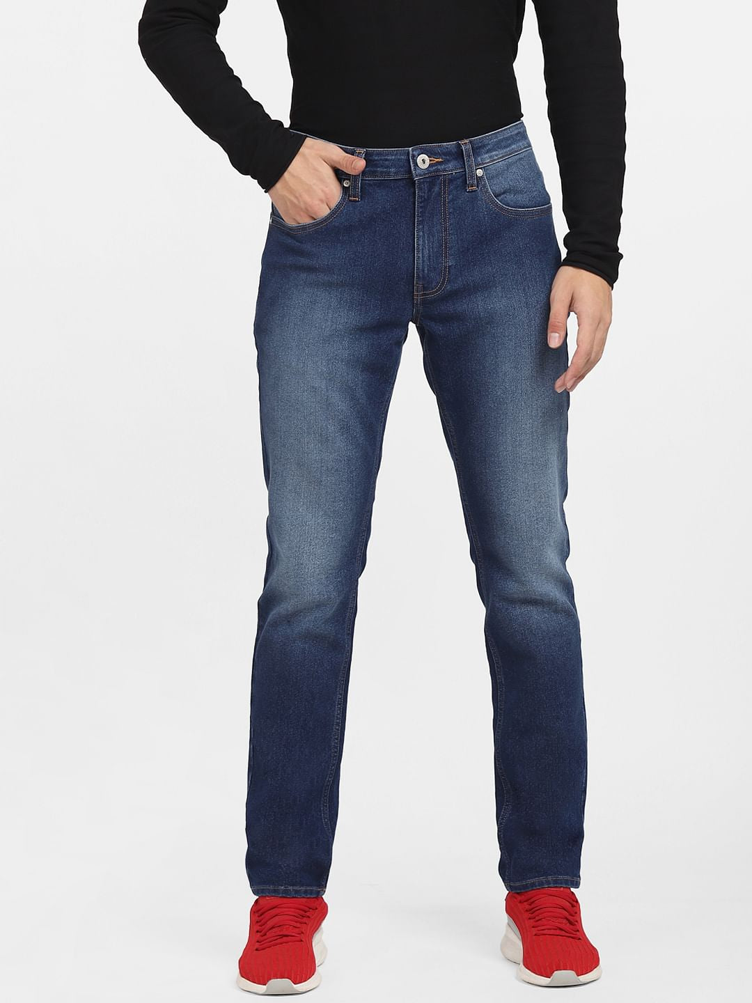 Blue Low Rise Washed Glenn Slim Jeans