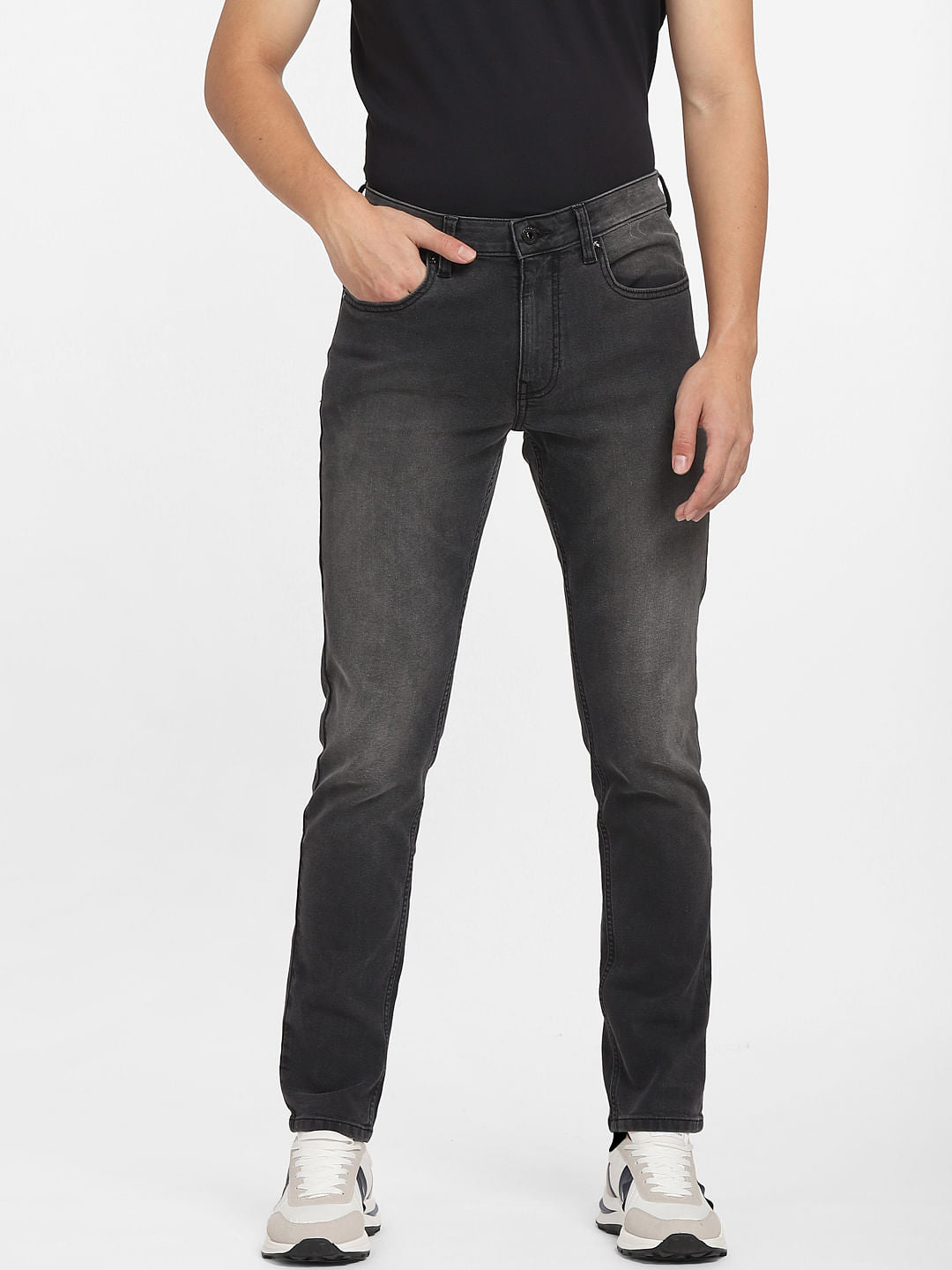 Grey Low Rise Washed Glenn Slim Jeans