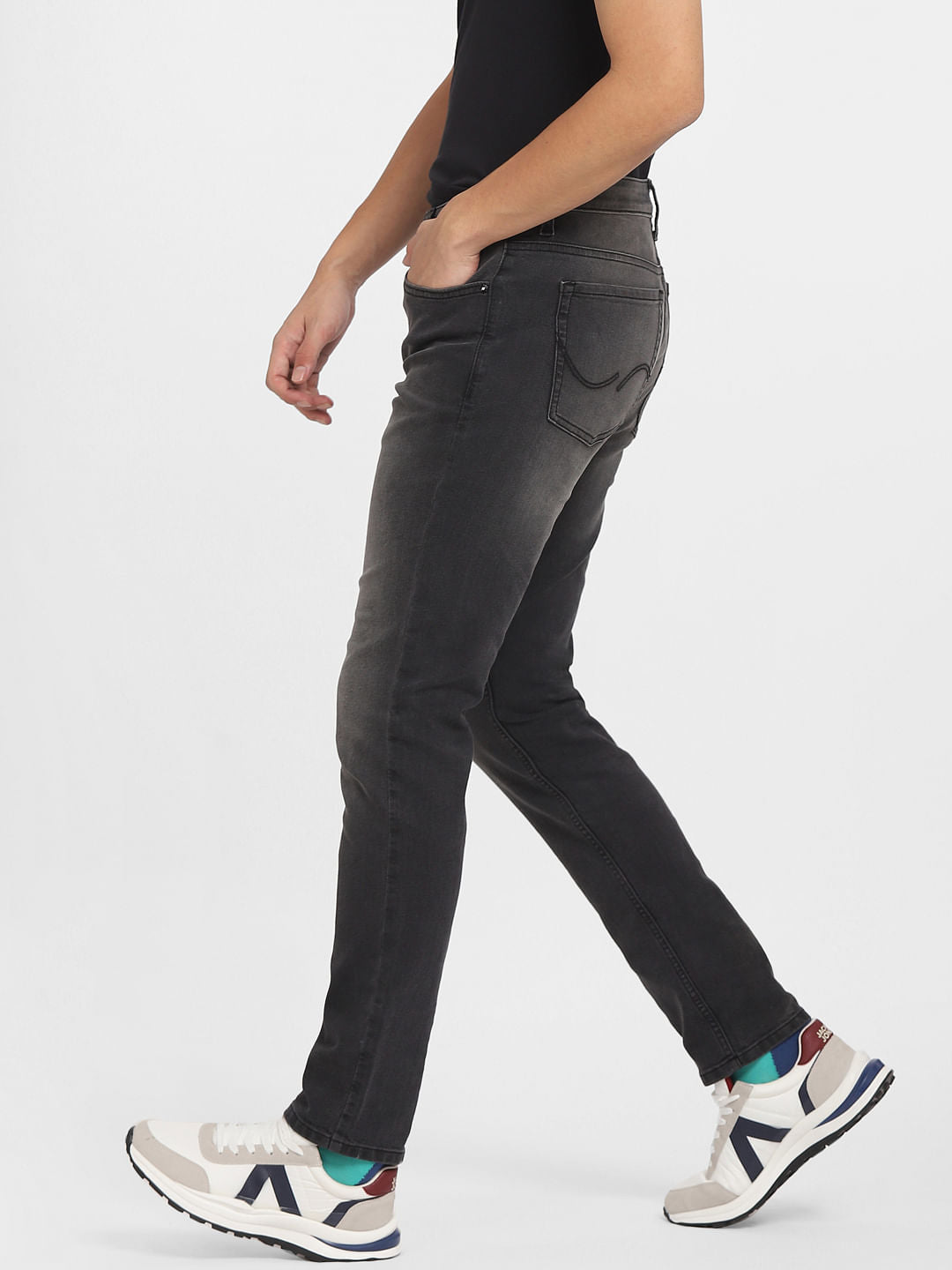 Grey Low Rise Washed Glenn Slim Jeans