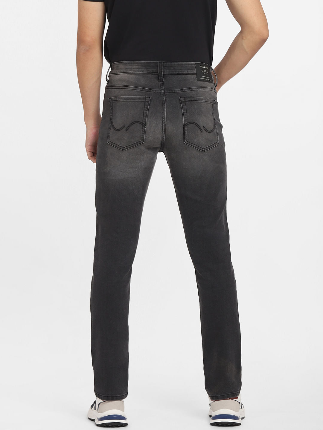 Grey Low Rise Washed Glenn Slim Jeans