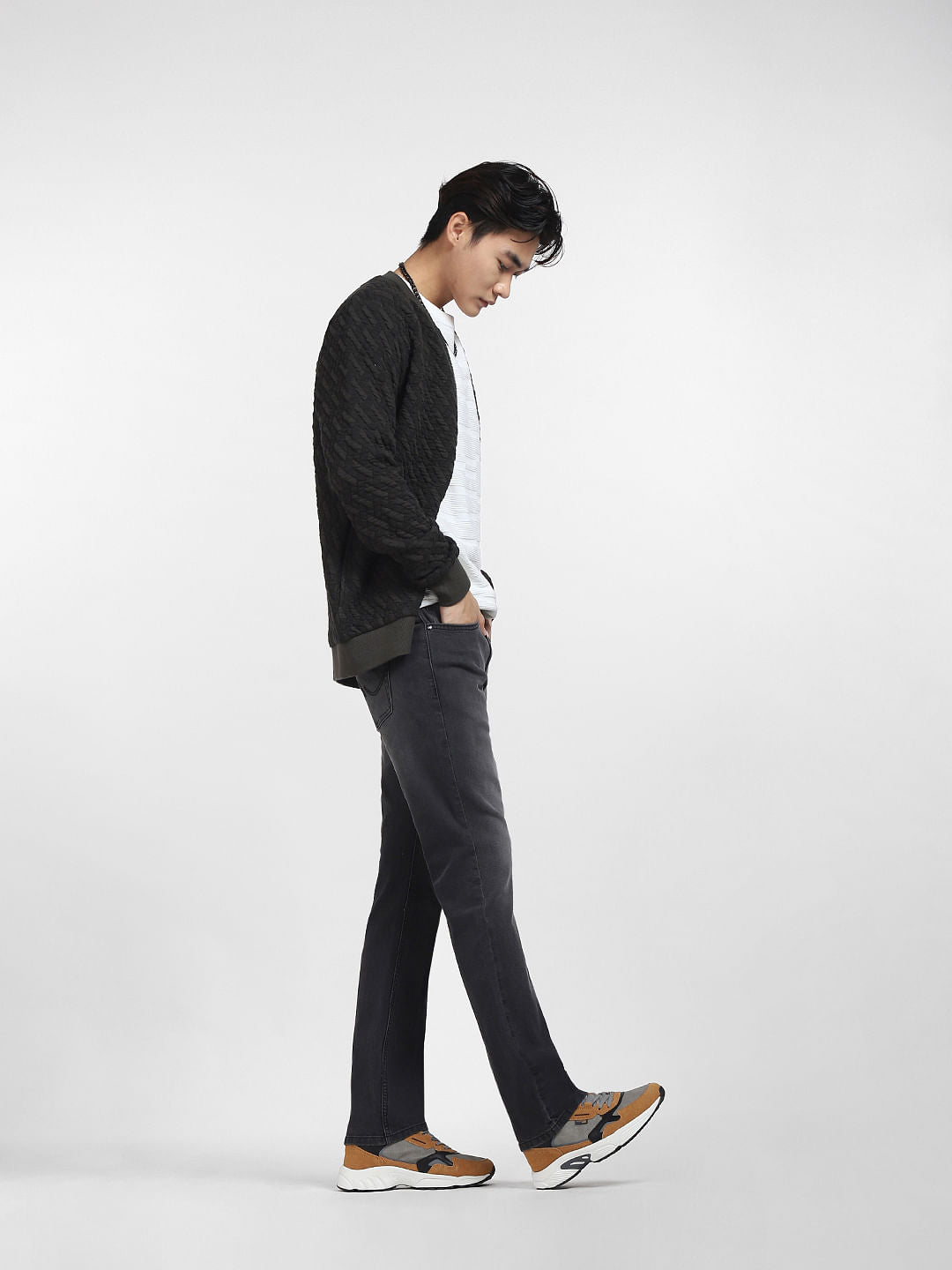 Grey Mid Rise Clark Regular Fit Jeans - 28/30