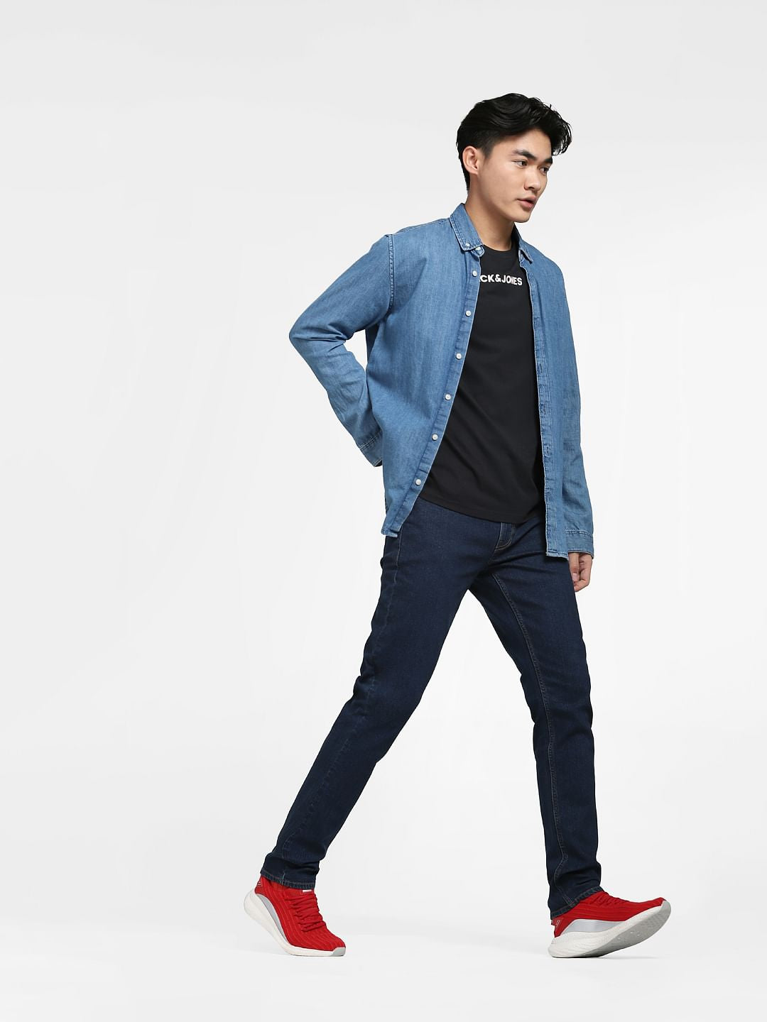 Dark Blue Low Rise Washed Glenn Slim Jeans - 28/30
