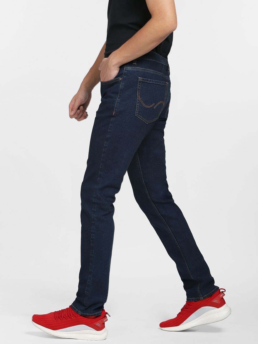 Dark Blue Low Rise Washed Glenn Slim Jeans