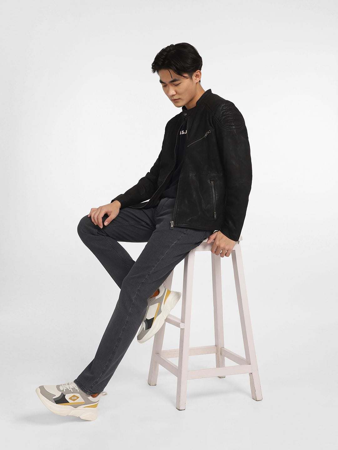 Dark Grey Low Rise Glenn Slim Jeans