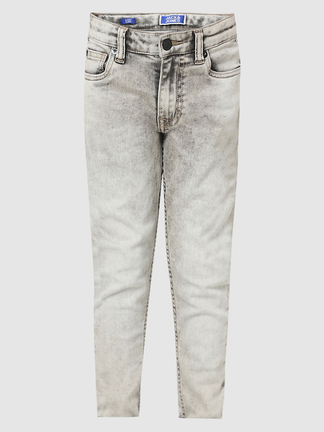 Boys Grey Mid Rise Glenn Slim Fit Jeans