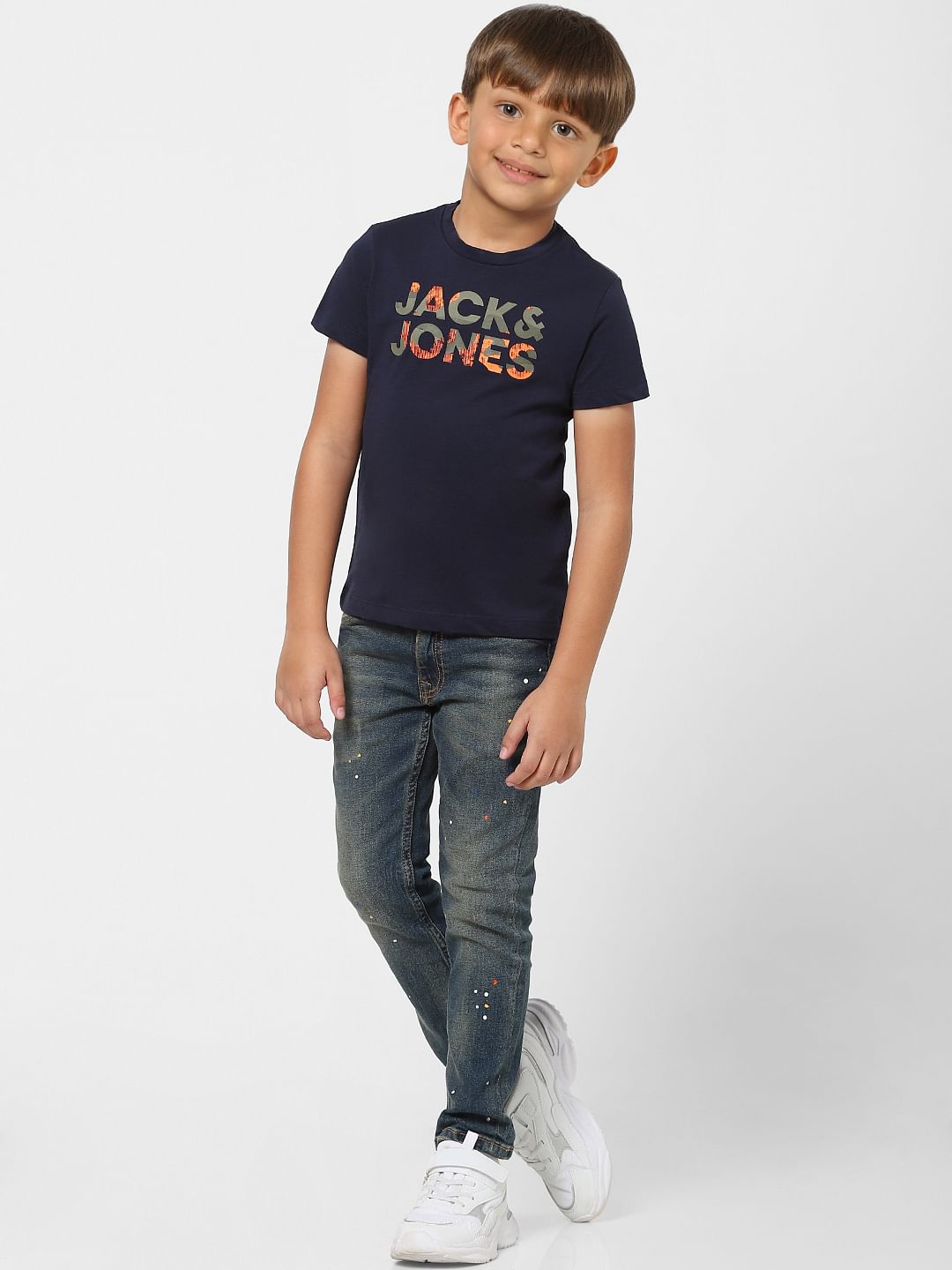 Boys Blue Mid Rise Washed Straight Fit Jeans - 4/5Y