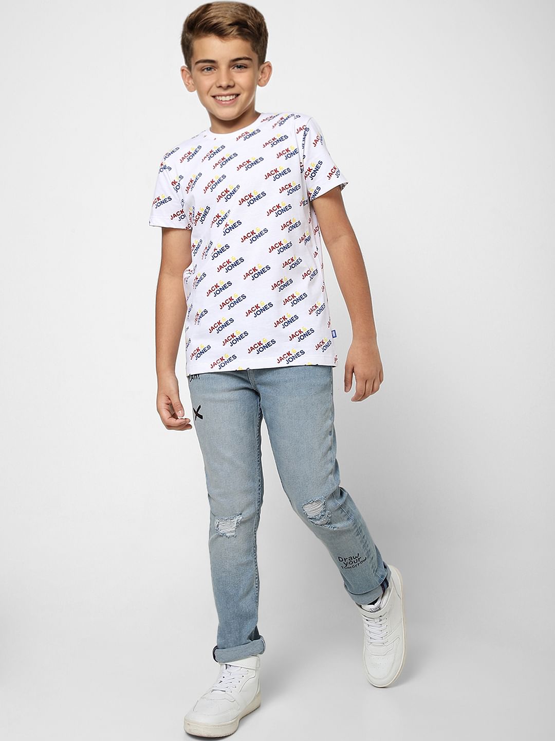 Boys Blue Ripped Clark Straight Jeans - 9/10Y