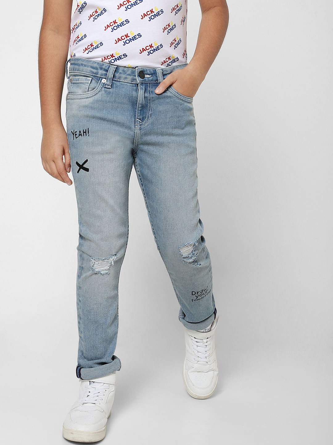 Boys Blue Ripped Clark Straight Jeans