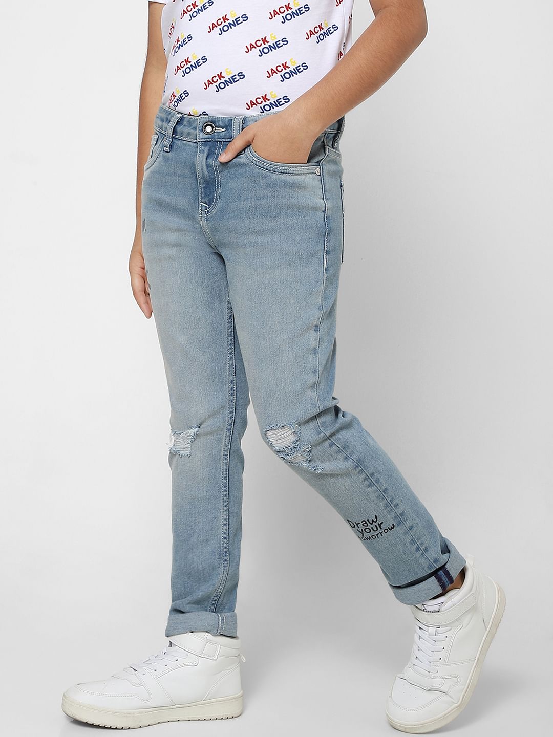 Boys Blue Ripped Clark Straight Jeans