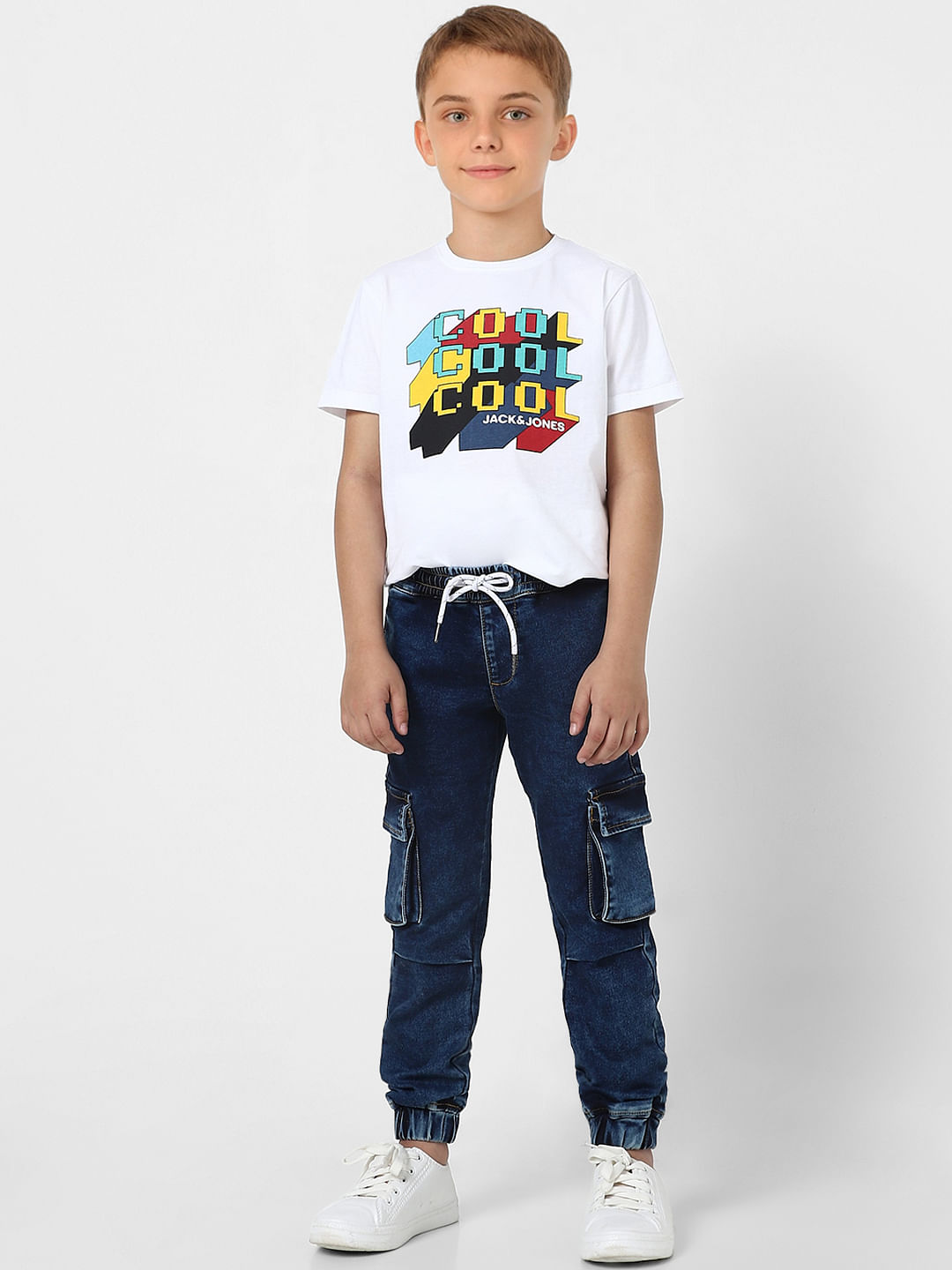 Boys Blue Patch Pocket Joggers - 4/5Y