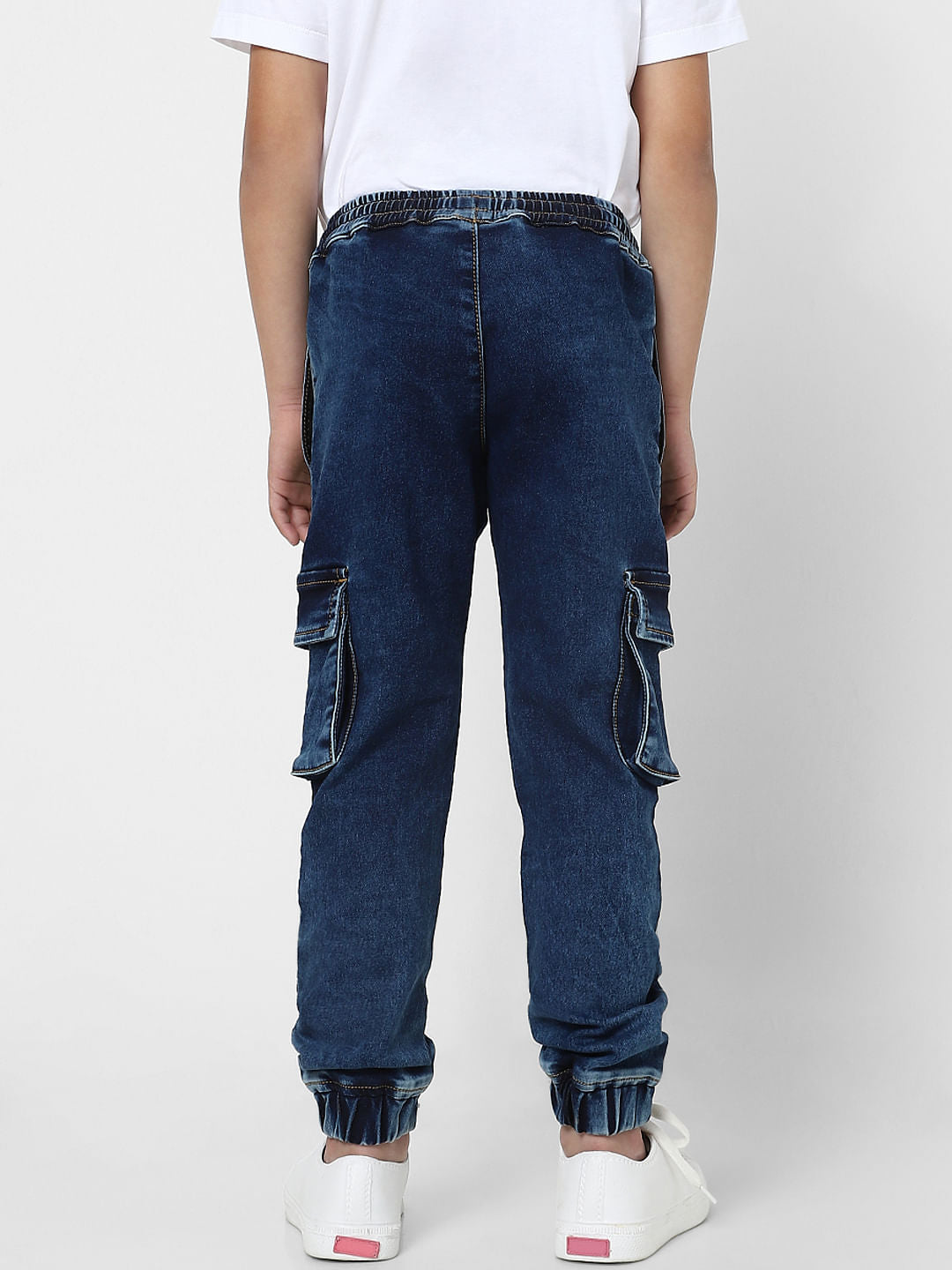 Boys Blue Patch Pocket Joggers