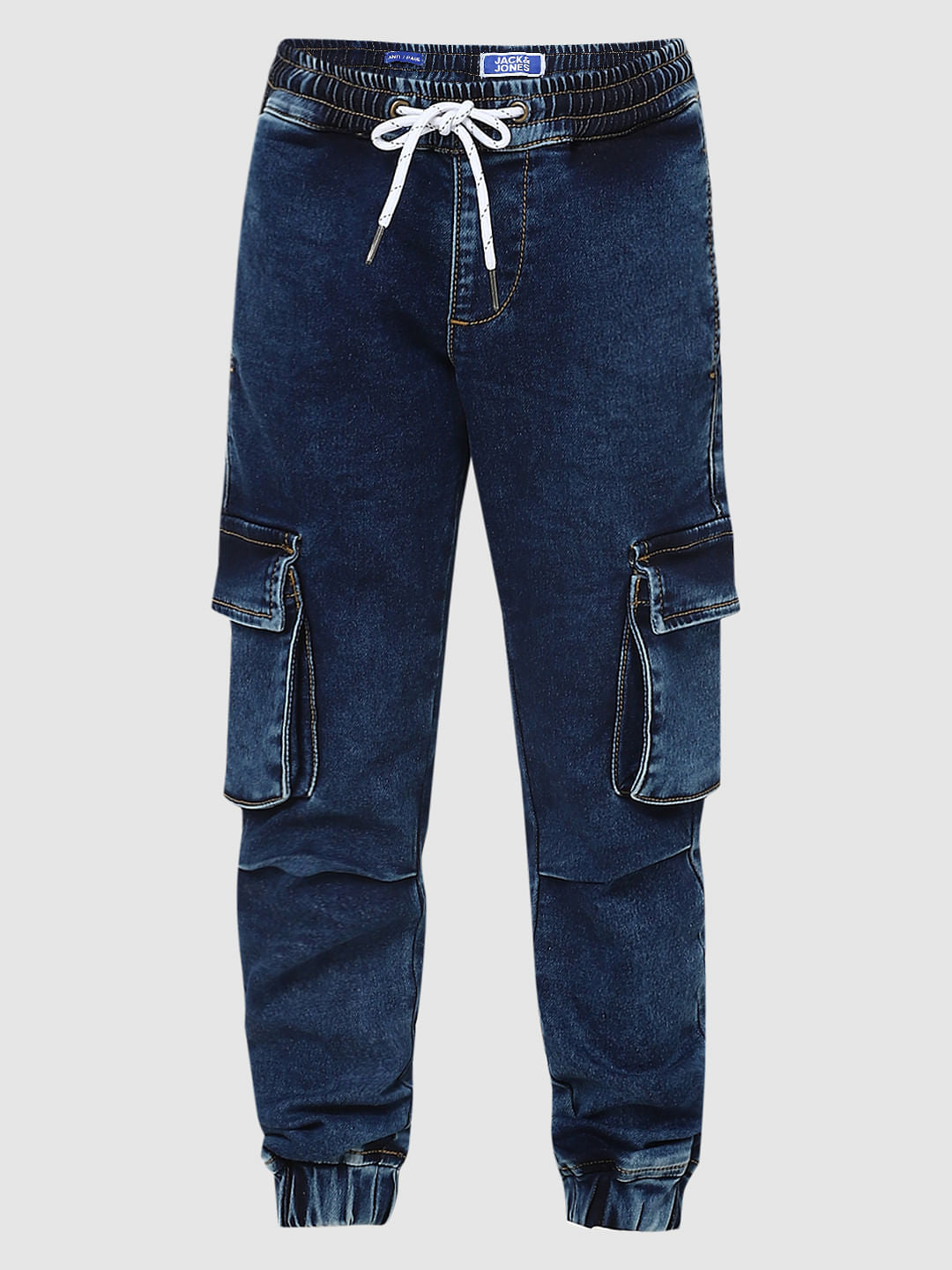 Boys Blue Patch Pocket Joggers