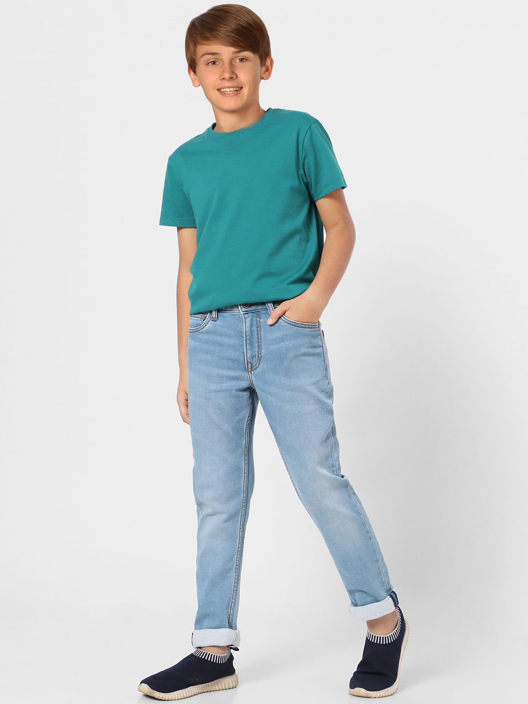 Boys Blue Mid Rise Clark Straight Jeans