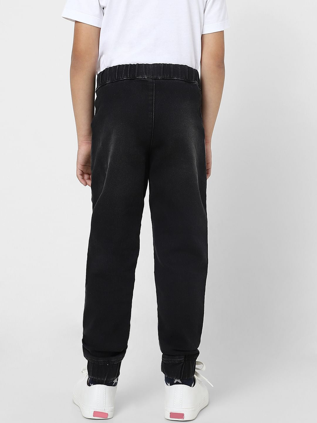 Boys Black Patch Pocket Joggers