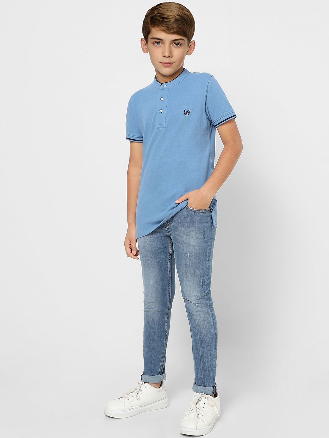 Boys Blue Mid Rise Glenn Slim Fit Jeans - 9/10Y