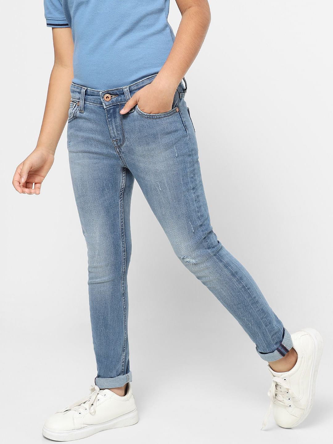 Boys Blue Mid Rise Glenn Slim Fit Jeans