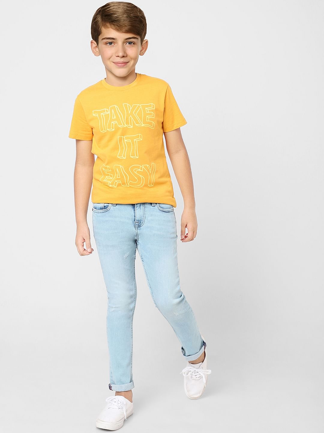 Boys Light Blue Mid Rise Clark Straight Fit Jeans - 9/10Y