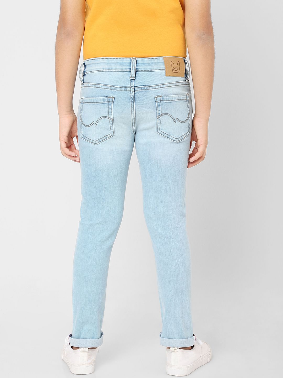 Boys Light Blue Mid Rise Clark Straight Fit Jeans