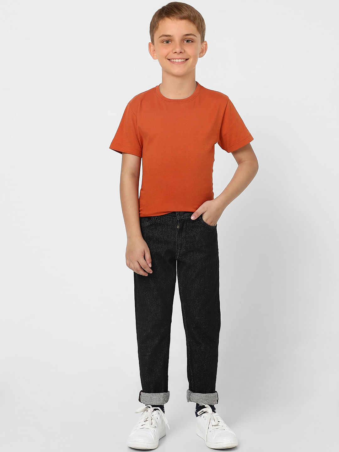 Boys Dark Blue Mid Rise Clark Straight Jeans - 4/5Y