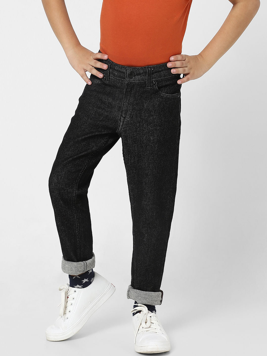 Boys Dark Blue Mid Rise Clark Straight Jeans