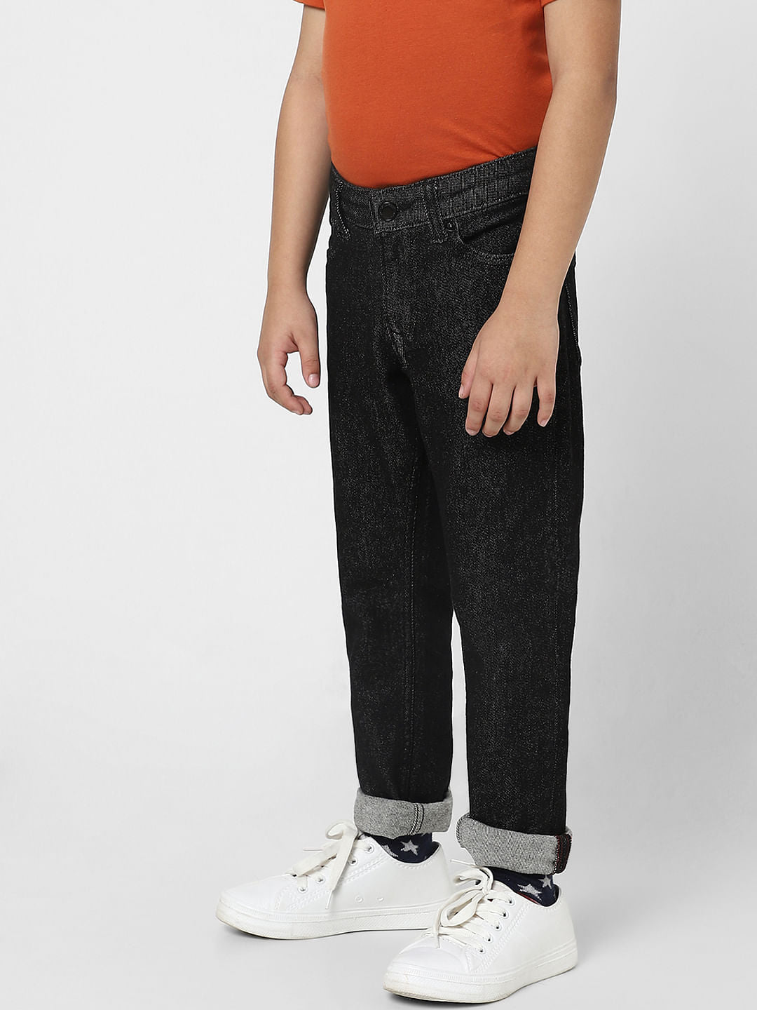 Boys Dark Blue Mid Rise Clark Straight Jeans