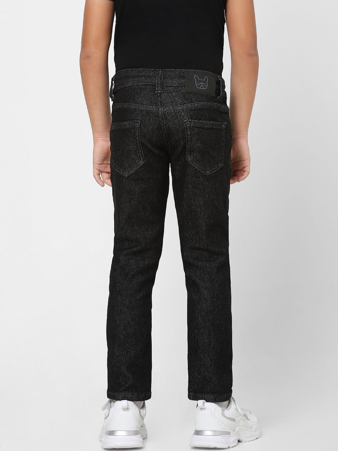 Boys Black Mid Rise Clark Straight Fit Jeans