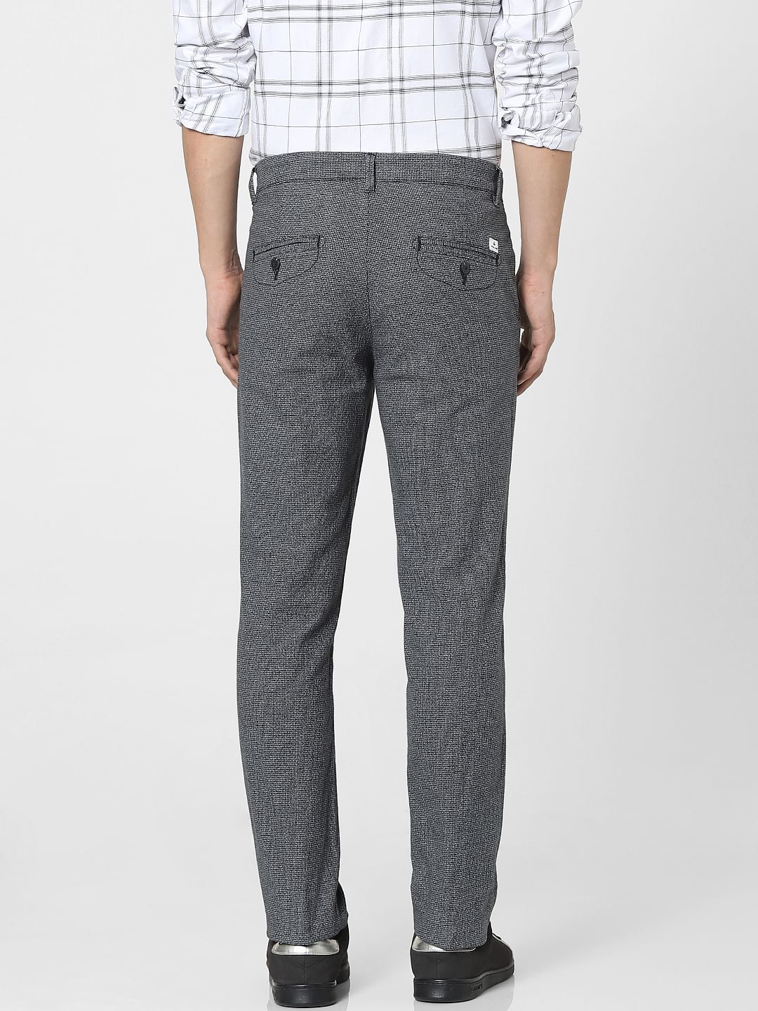 Black Mid Rise Printed Pants