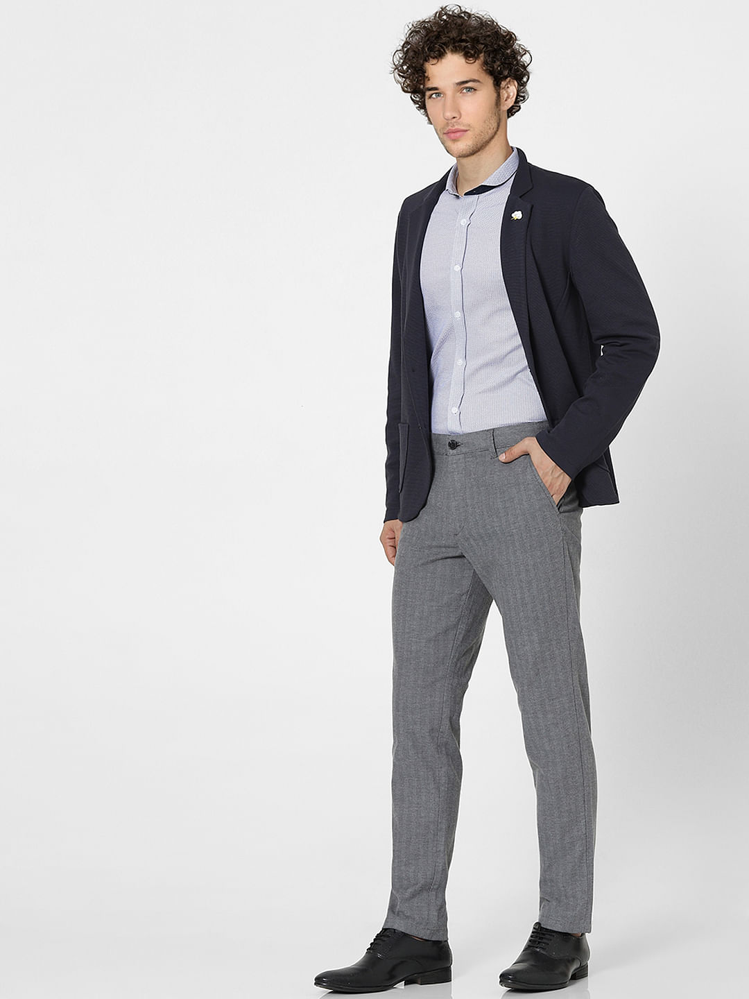 Light Grey Mid Rise Pants - 28/30
