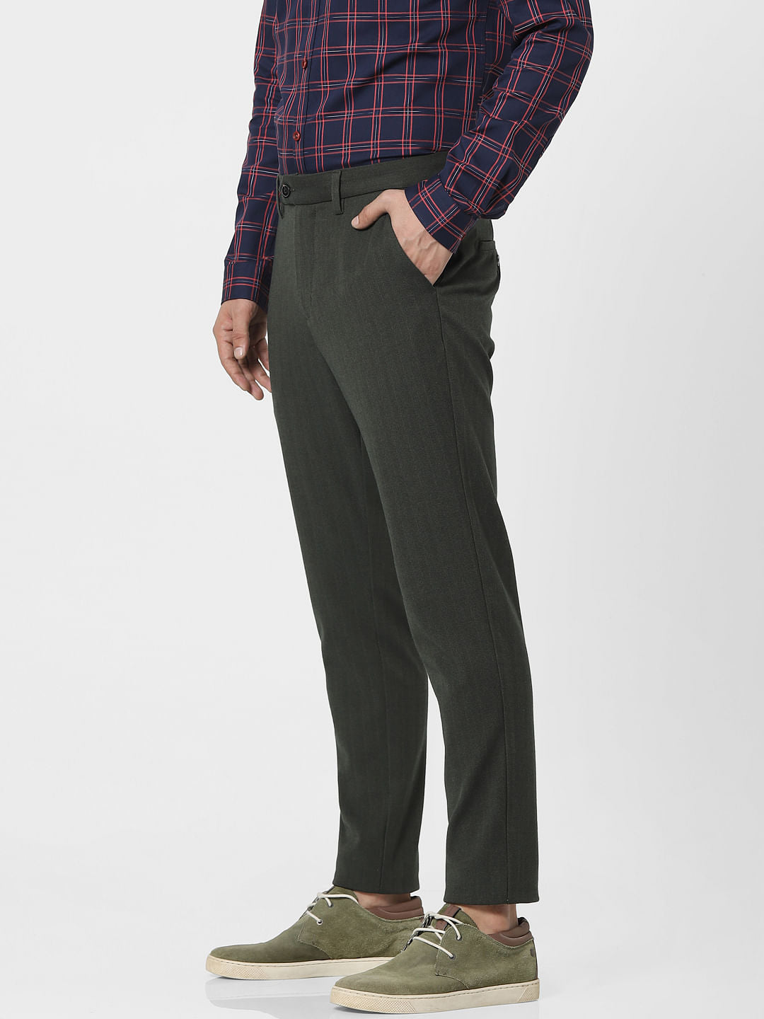 Green Mid Rise Pants