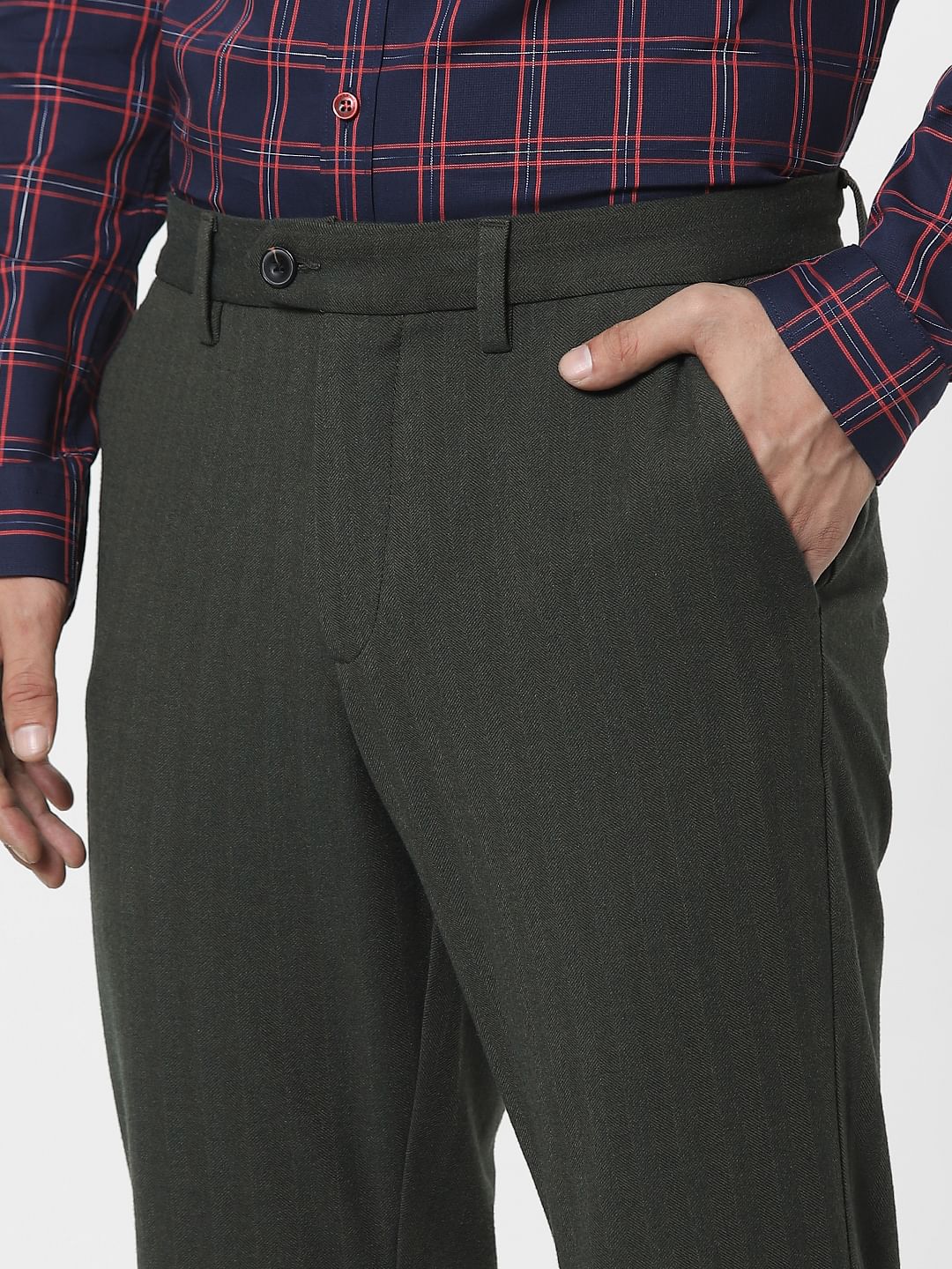 Green Mid Rise Pants