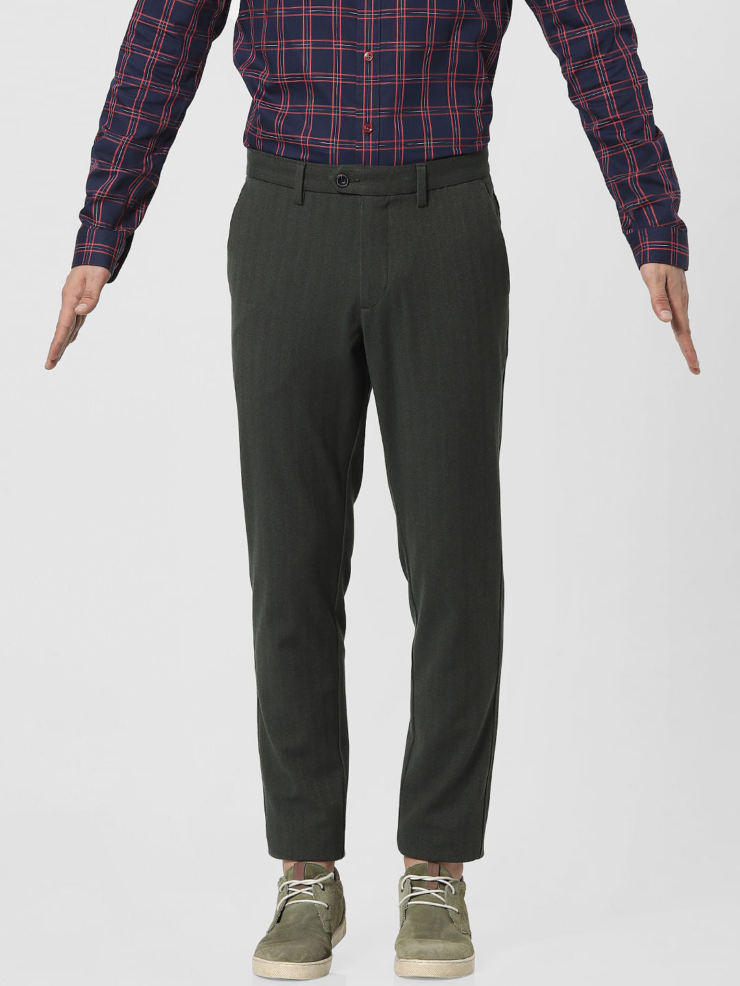 Green Mid Rise Pants