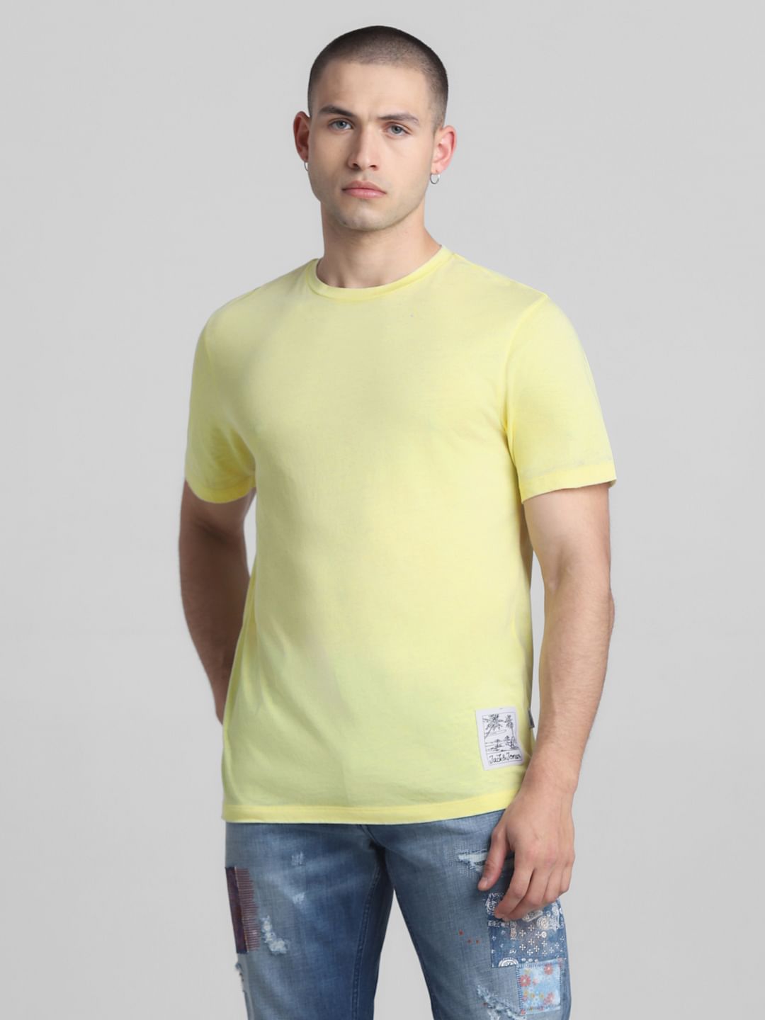 Lime Green Cotton Crew Neck T-shirt